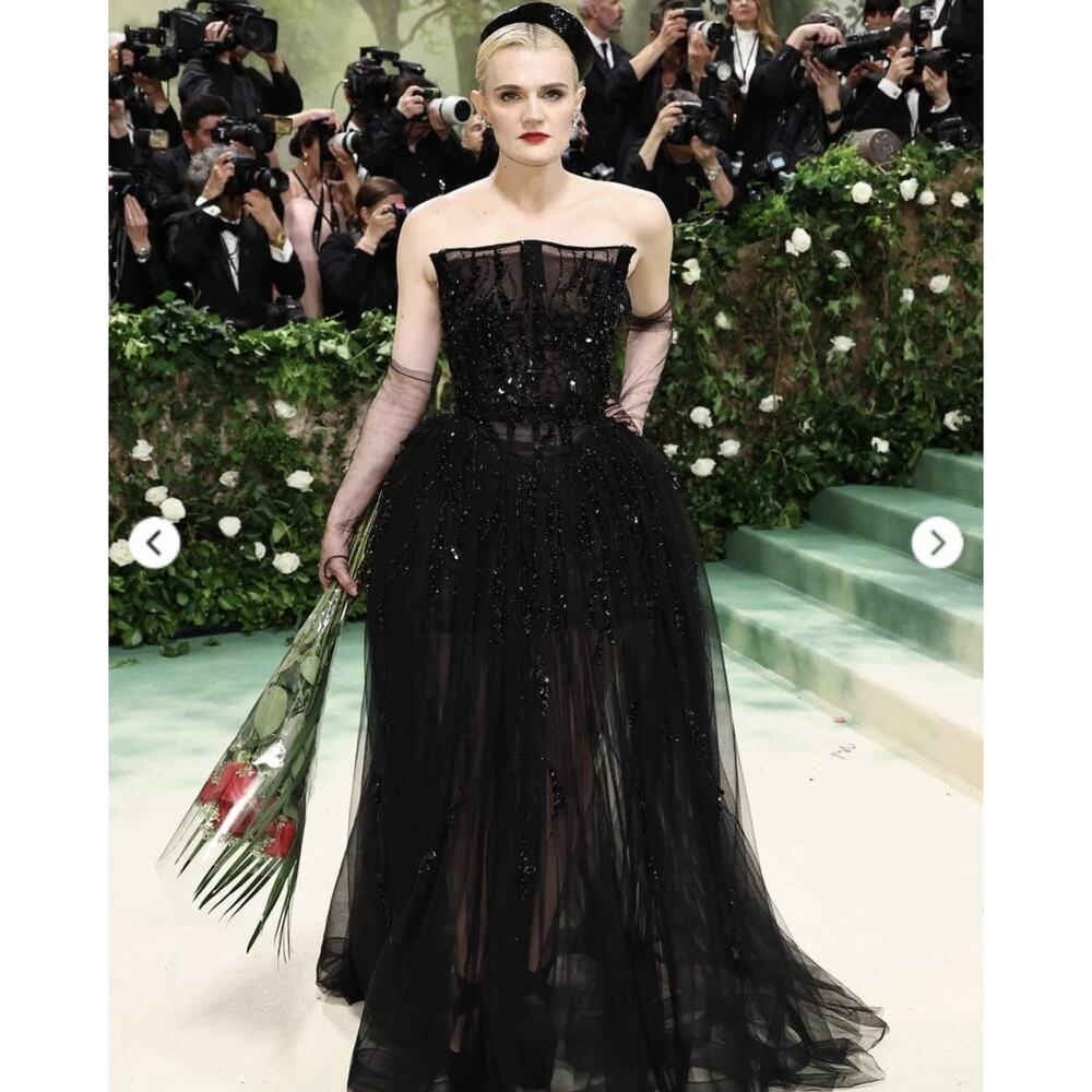 NWT Atelier Prabal Gurung Size 8 Sequined Tulle Corset Bodice Gown Black $7,995